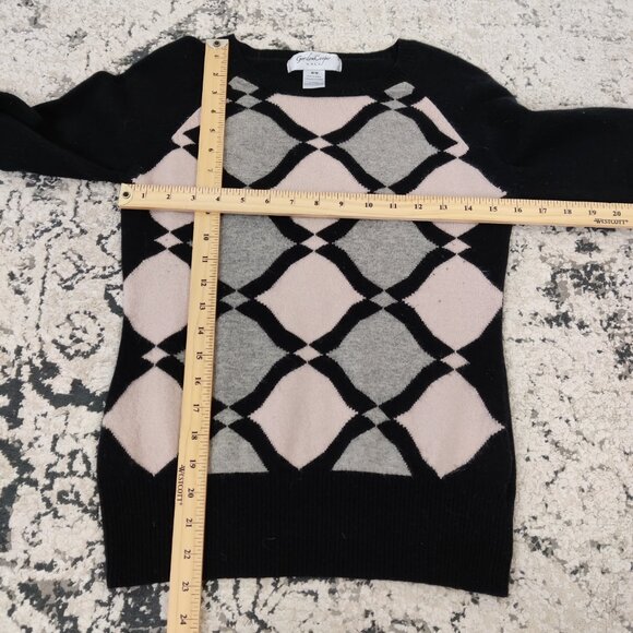 Gordon Cooper Golf Women's Sweater Size M Wool Cashmere Black Argyle Tennis Prep - Picture 6 of 8